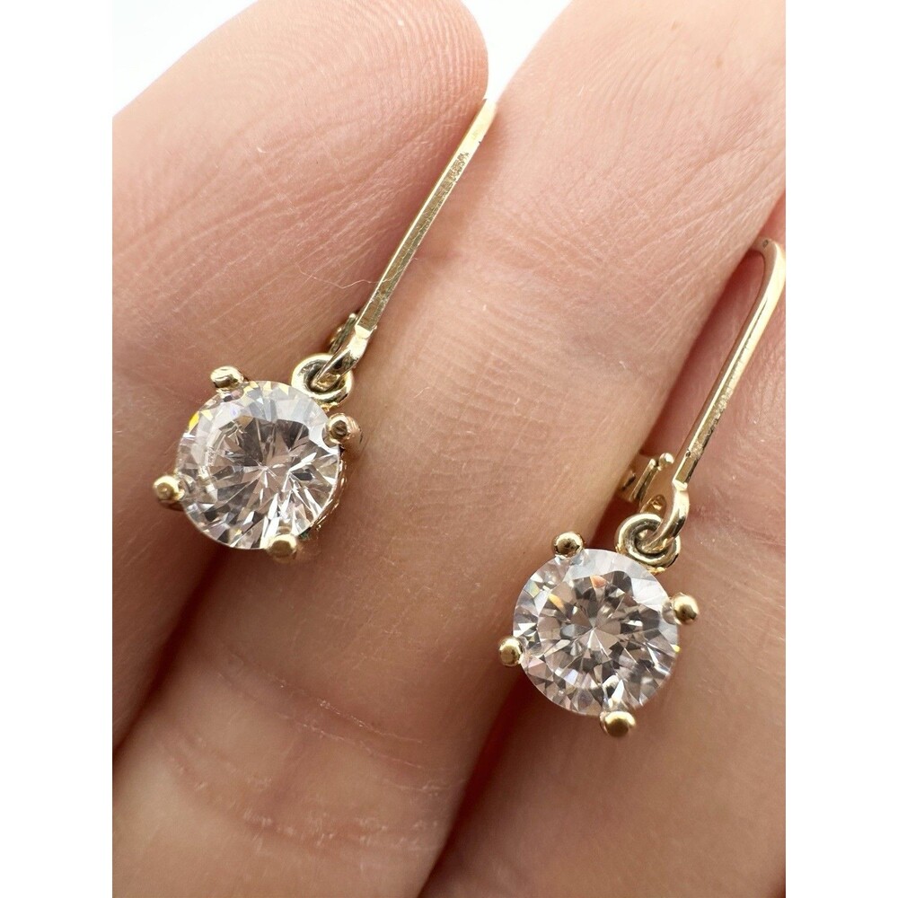 Ross Simons Gold Over Sterling Silver Solitaire Earrings Dangle Lever Back
